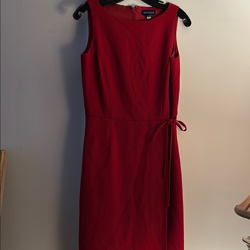 Ann Taylor Red Tie Front Sheath Dress